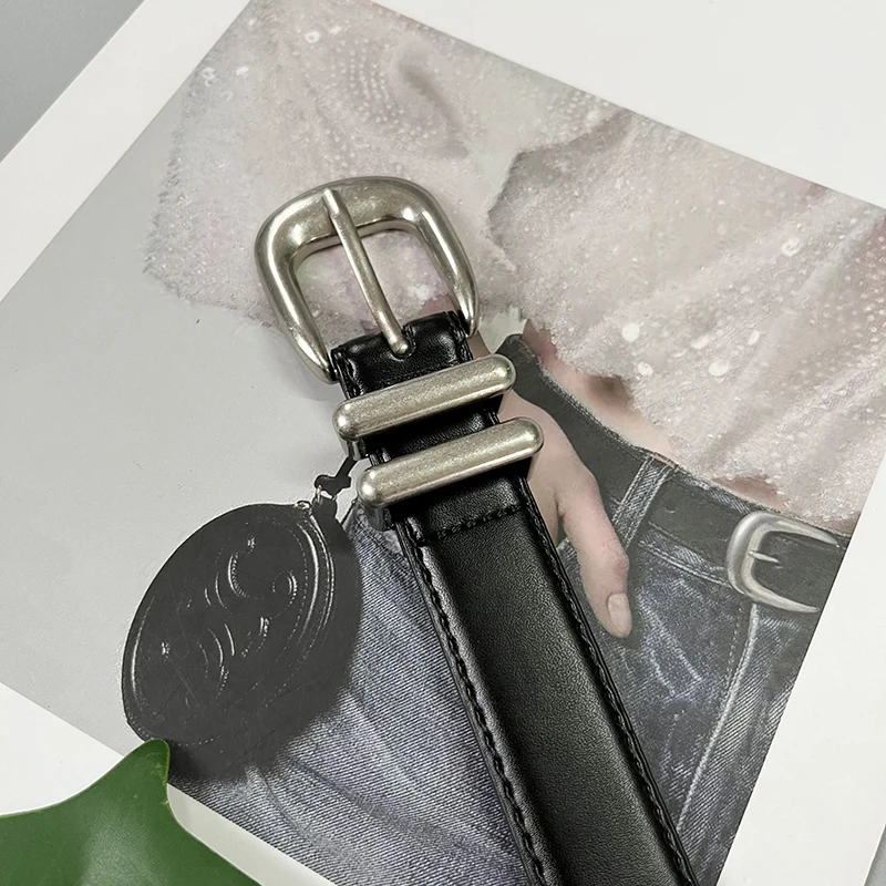 High Quality Real Leather Jeans Belts For Women Simple Design Metal Buckle  Waist Belts Cowskin Men Unisex Casual Strap Ceinture