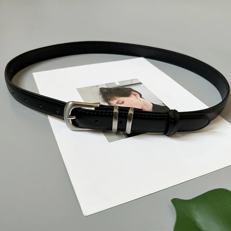 High Quality Real Leather Jeans Belts For Women Simple Design Metal Buckle  Waist Belts Cowskin Men Unisex Casual Strap Ceinture
