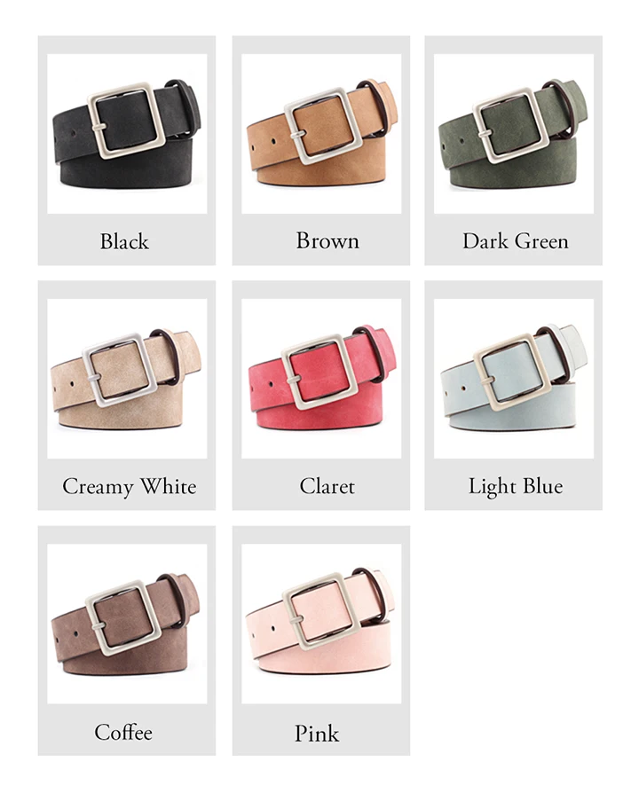 MaiKun Women Leather Belts for Jeans Luxury brand Designer Belts Female Square Metal Pin Buckle Belt
