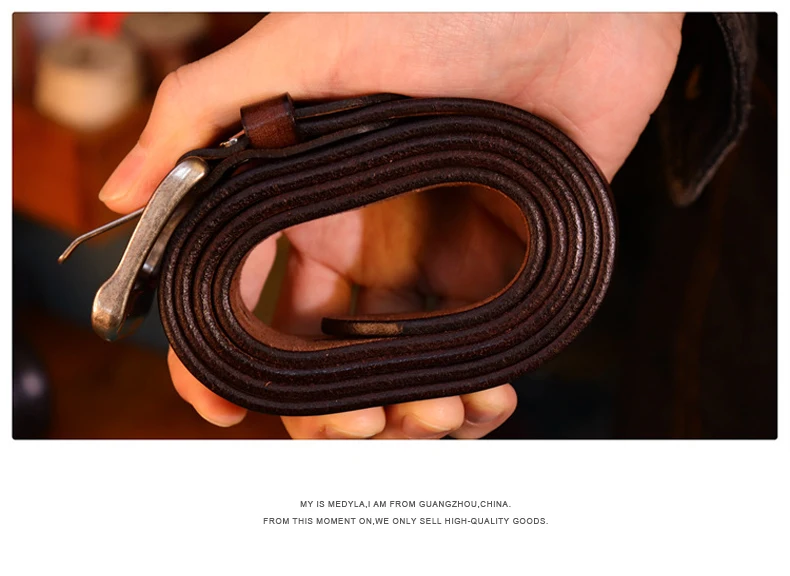 MEDYLA Men's Belt Top Leather Casual High Quality Belt Vintage Design Pin Buckle Genuine Leather Belts For Men Gift Box