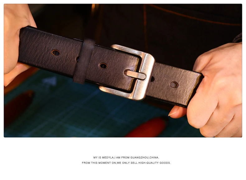MEDYLA Men's Belt Top Leather Casual High Quality Belt Vintage Design Pin Buckle Genuine Leather Belts For Men Gift Box
