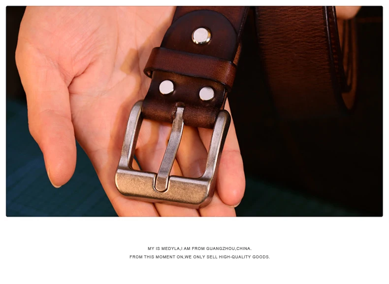 MEDYLA Men's Belt Top Leather Casual High Quality Belt Vintage Design Pin Buckle Genuine Leather Belts For Men Gift Box