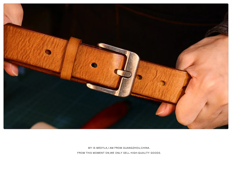 MEDYLA Men's Belt Top Leather Casual High Quality Belt Vintage Design Pin Buckle Genuine Leather Belts For Men Gift Box