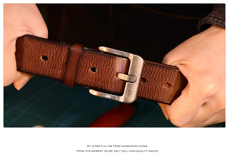 MEDYLA Men's Belt Top Leather Casual High Quality Belt Vintage Design Pin Buckle Genuine Leather Belts For Men Gift Box