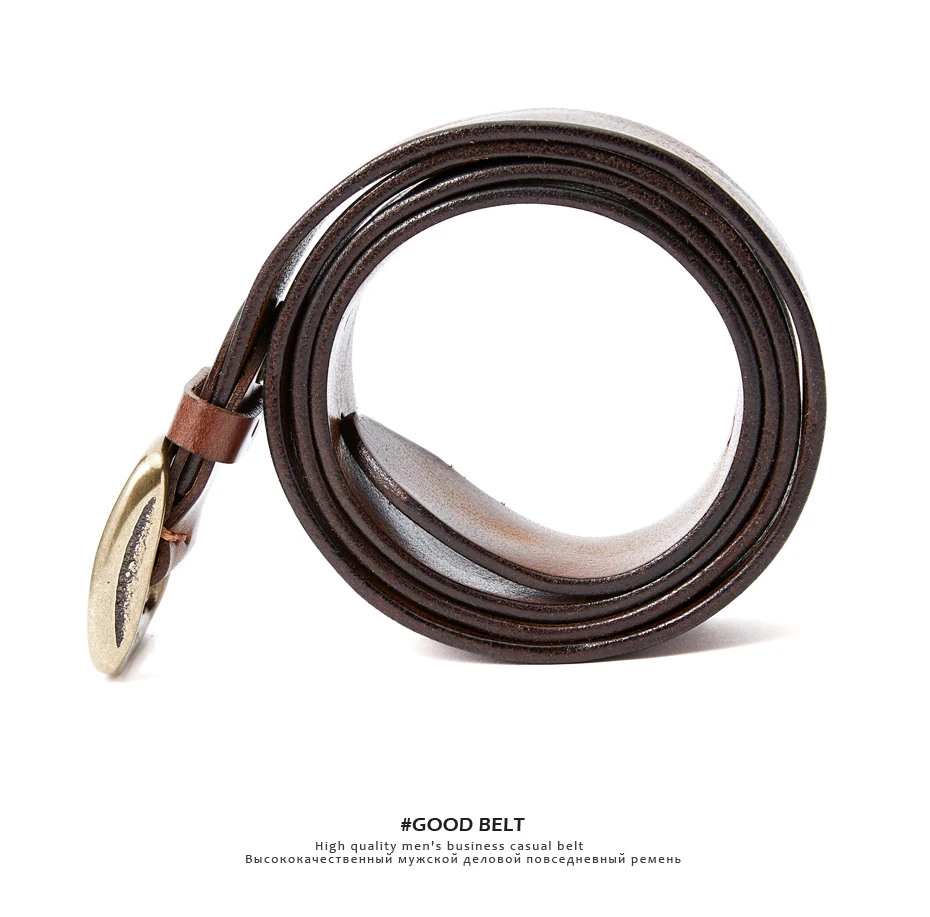MEDYLA Retro Leather Belt Men's Copper Buckle Thick Men's and women's Casual Fashion Genuine Leather Hand-made Belt 21403