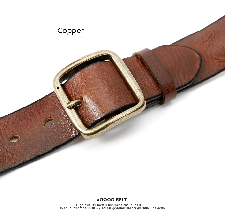 MEDYLA Retro Leather Belt Men's Copper Buckle Thick Men's and women's Casual Fashion Genuine Leather Hand-made Belt 21403