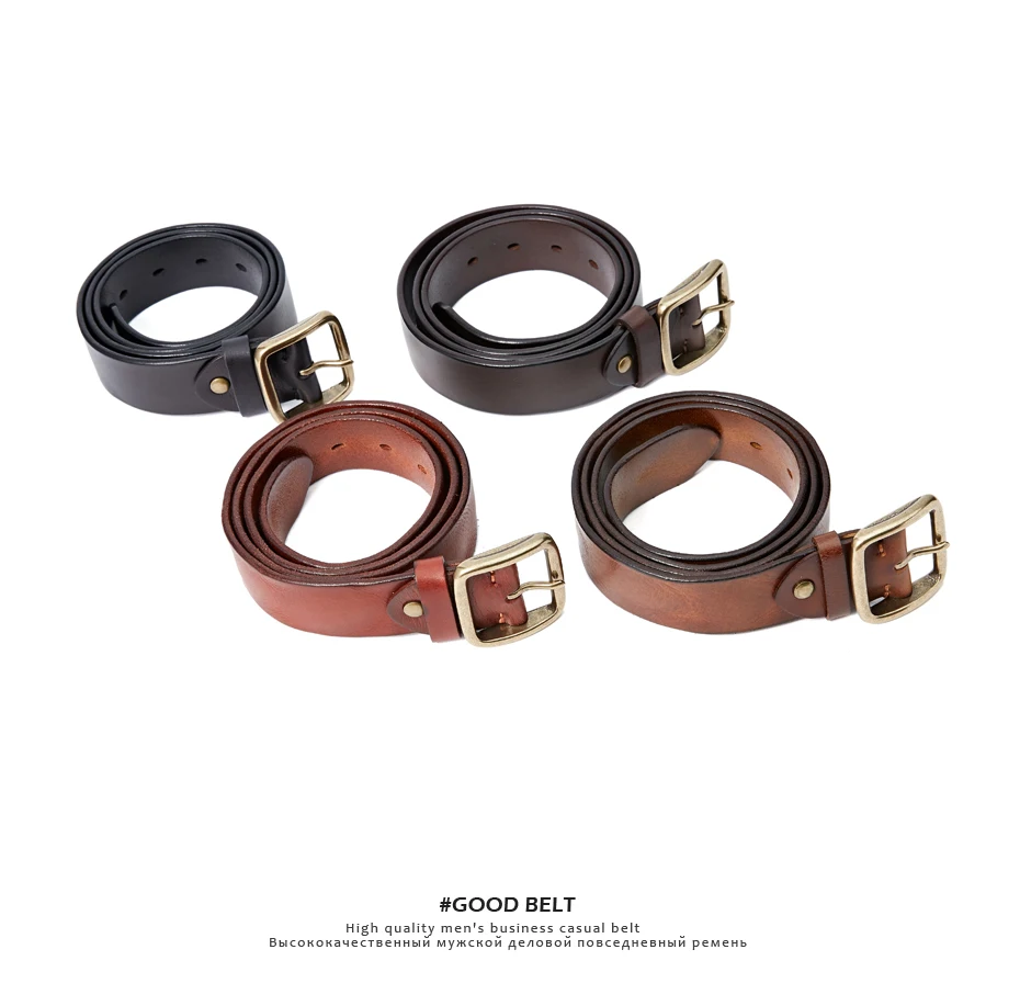 MEDYLA Retro Leather Belt Men's Copper Buckle Thick Men's and women's Casual Fashion Genuine Leather Hand-made Belt 21403