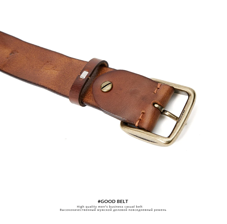 MEDYLA Retro Leather Belt Men's Copper Buckle Thick Men's and women's Casual Fashion Genuine Leather Hand-made Belt 21403