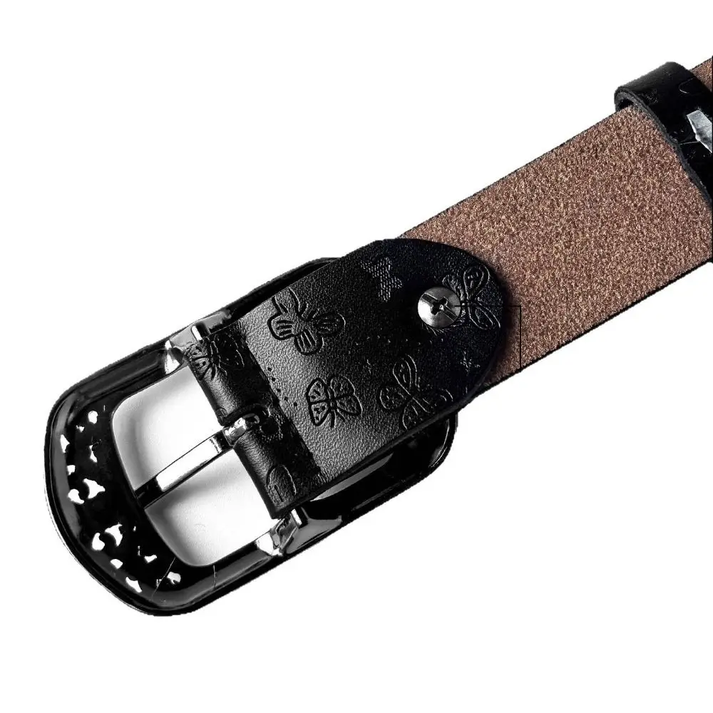 1 Pcs Fashion PU Leather Alloy Pin Buckle Carved Waist Belt 110 cm Harajuku Y2K Belt Chic Vintage Punk Waistband For Women
