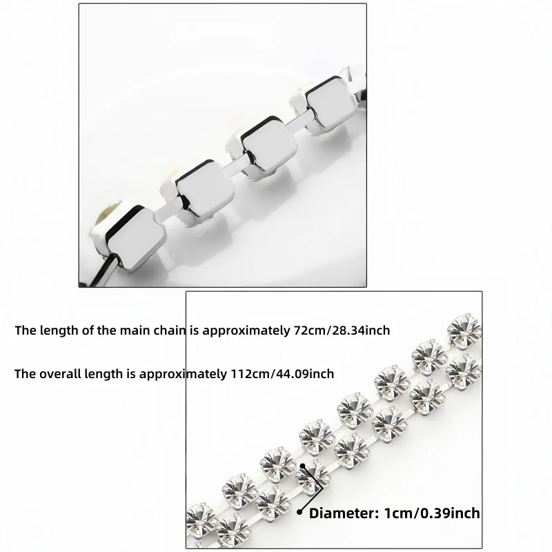 Big Diamond Fashion Rhinestone Fine Waist Chain Women's Dress Metal Body Chain Length Adjustable Belly Dance Water Diamond Belt