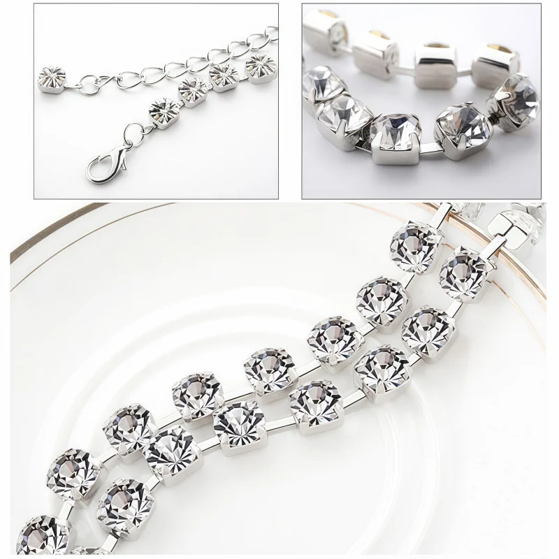 Big Diamond Fashion Rhinestone Fine Waist Chain Women's Dress Metal Body Chain Length Adjustable Belly Dance Water Diamond Belt