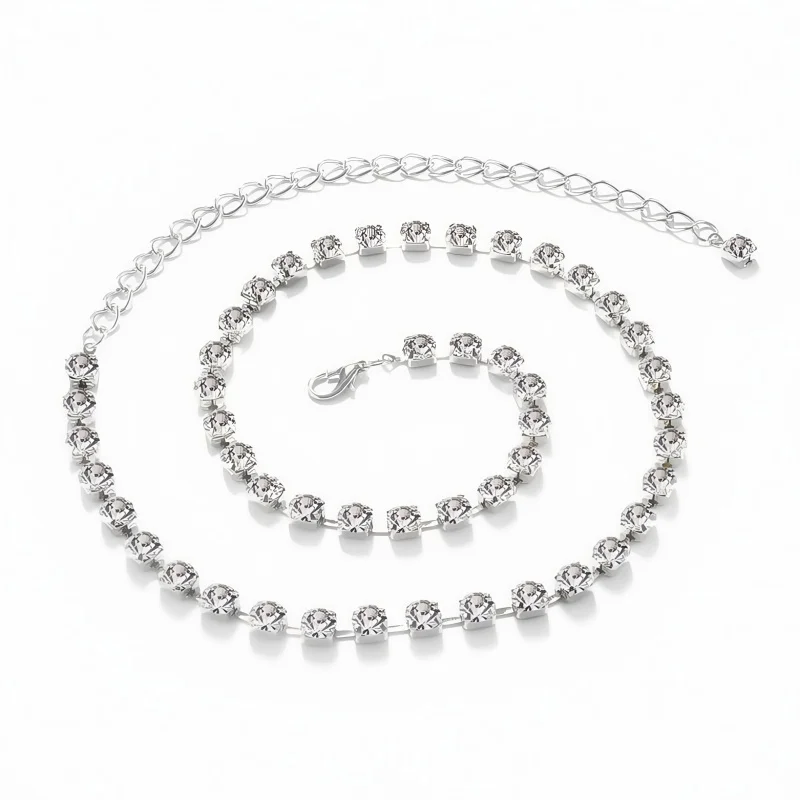 Big Diamond Fashion Rhinestone Fine Waist Chain Women's Dress Metal Body Chain Length Adjustable Belly Dance Water Diamond Belt