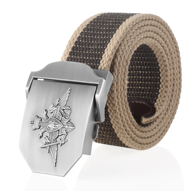 SupSindy Men Canvas Belt 3D Russian Federation Armed Forces Metal Buckle Tactical Belts Jeans Waistband Army Military Male Strap