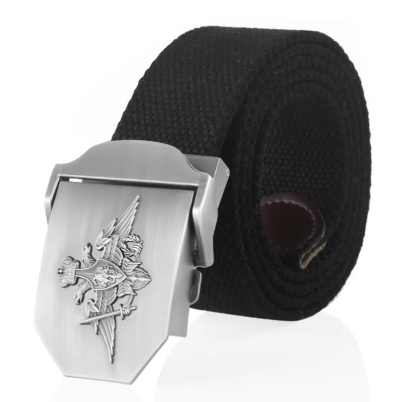 SupSindy Men Canvas Belt 3D Russian Federation Armed Forces Metal Buckle Tactical Belts Jeans Waistband Army Military Male Strap