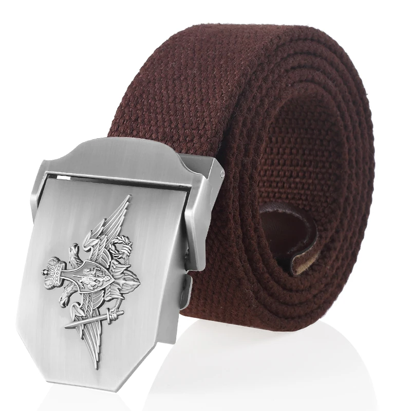 SupSindy Men Canvas Belt 3D Russian Federation Armed Forces Metal Buckle Tactical Belts Jeans Waistband Army Military Male Strap