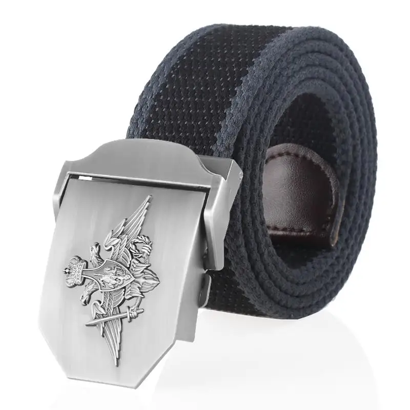 SupSindy Men Canvas Belt 3D Russian Federation Armed Forces Metal Buckle Tactical Belts Jeans Waistband Army Military Male Strap