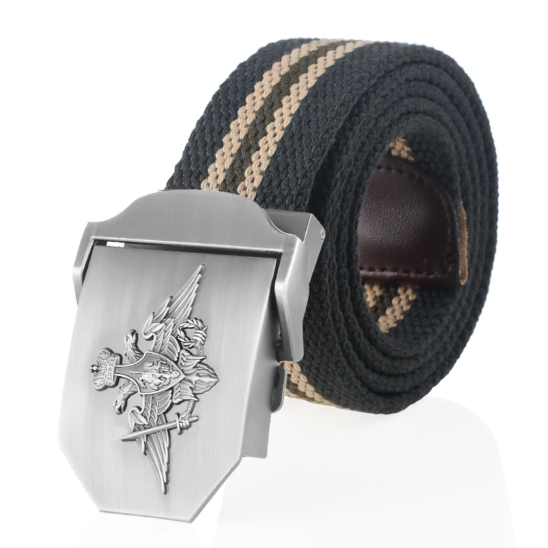 SupSindy Men Canvas Belt 3D Russian Federation Armed Forces Metal Buckle Tactical Belts Jeans Waistband Army Military Male Strap