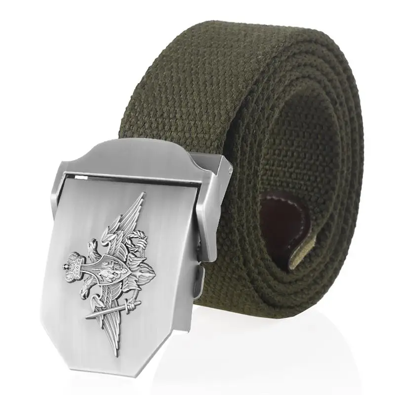 SupSindy Men Canvas Belt 3D Russian Federation Armed Forces Metal Buckle Tactical Belts Jeans Waistband Army Military Male Strap