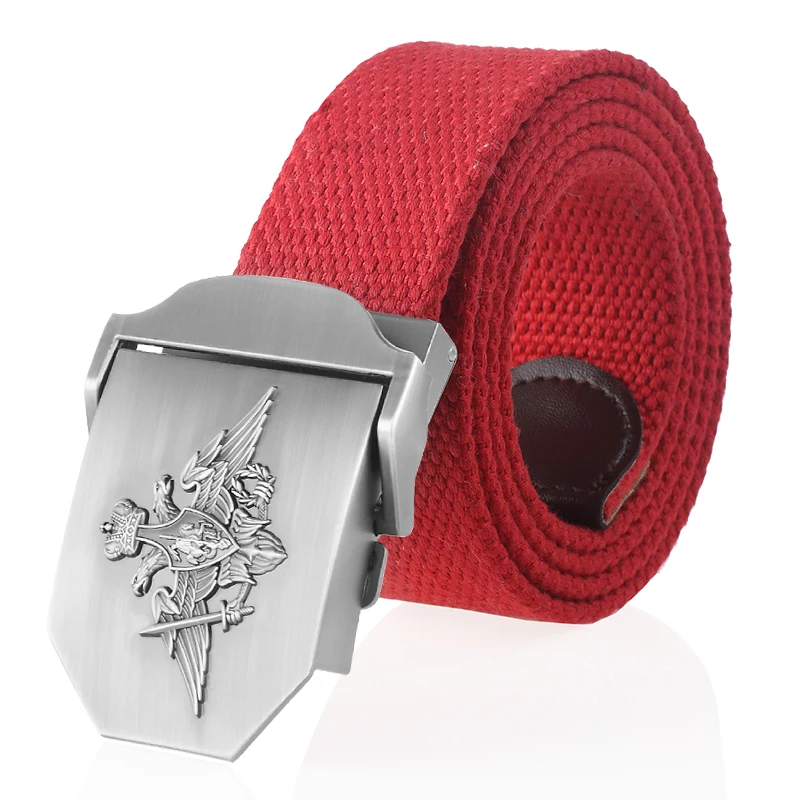 SupSindy Men Canvas Belt 3D Russian Federation Armed Forces Metal Buckle Tactical Belts Jeans Waistband Army Military Male Strap