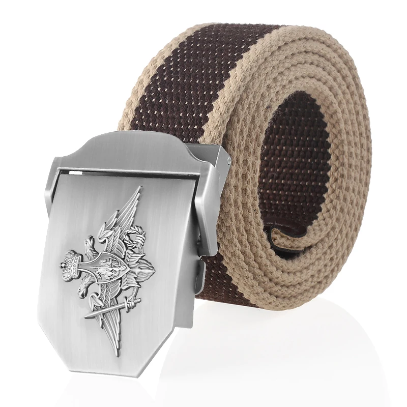 SupSindy Men Canvas Belt 3D Russian Federation Armed Forces Metal Buckle Tactical Belts Jeans Waistband Army Military Male Strap