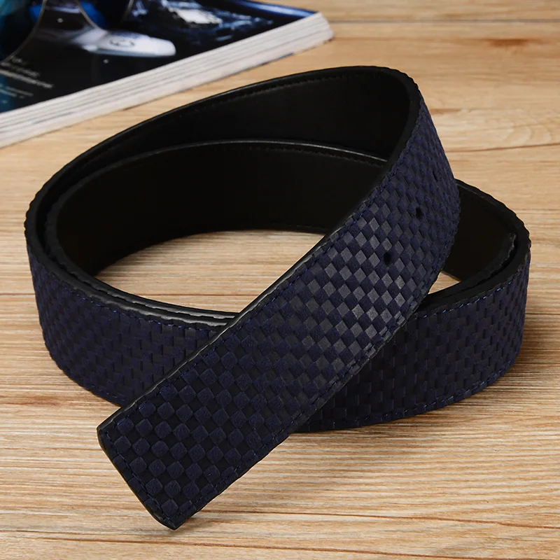 3.8cm Men's Casual Smooth Buckle Leather Belt with Letter Pattern No Head Strap Waist Belt Pants Belt from Mainland China