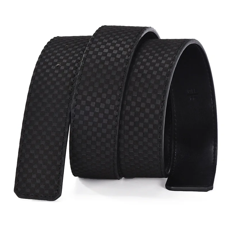3.8cm Men's Casual Smooth Buckle Leather Belt with Letter Pattern No Head Strap Waist Belt Pants Belt from Mainland China