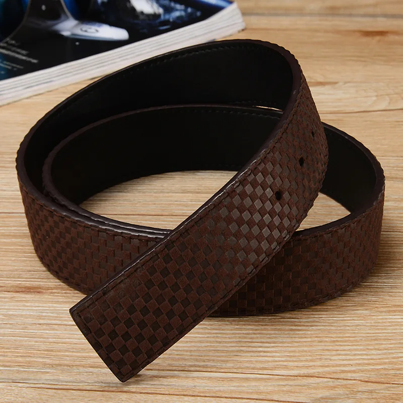 3.8cm Men's Casual Smooth Buckle Leather Belt with Letter Pattern No Head Strap Waist Belt Pants Belt from Mainland China