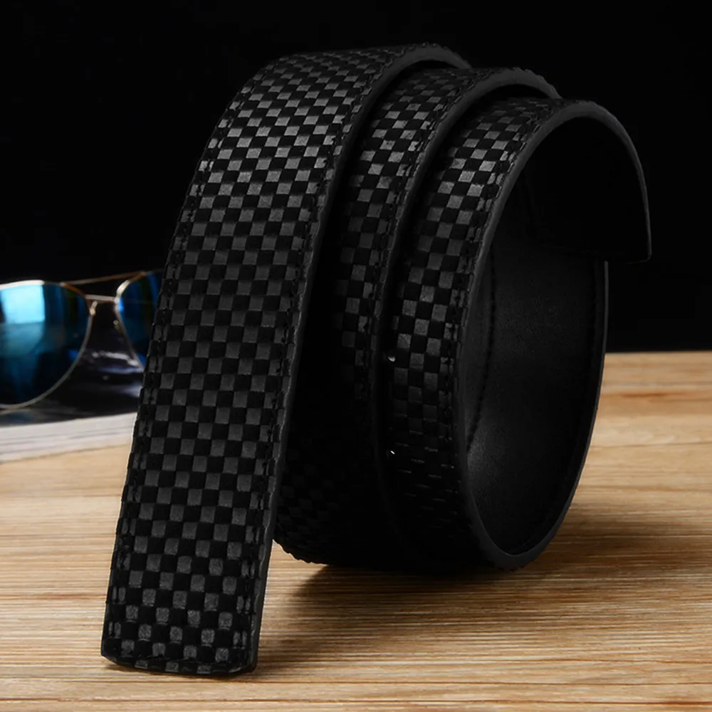 3.8cm Men's Casual Smooth Buckle Leather Belt with Letter Pattern No Head Strap Waist Belt Pants Belt from Mainland China
