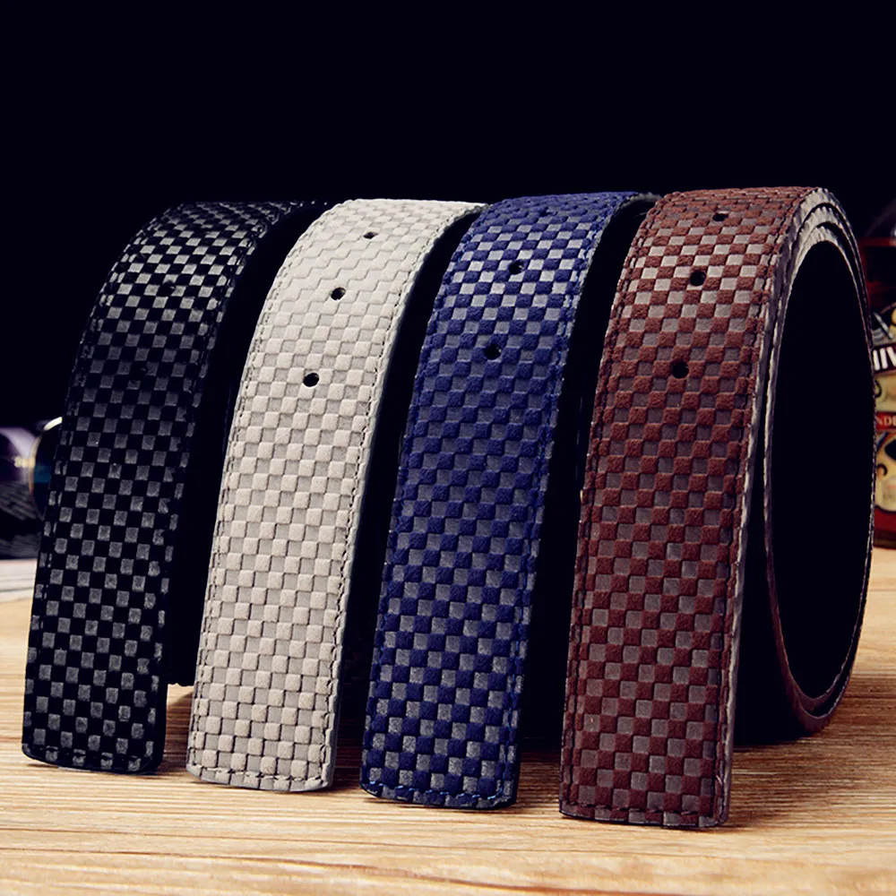 3.8cm Men's Casual Smooth Buckle Leather Belt with Letter Pattern No Head Strap Waist Belt Pants Belt from Mainland China