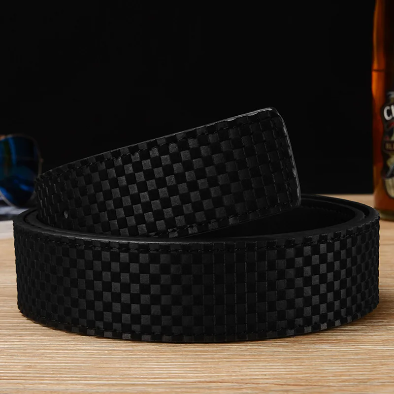 3.8cm Men's Casual Smooth Buckle Leather Belt with Letter Pattern No Head Strap Waist Belt Pants Belt from Mainland China
