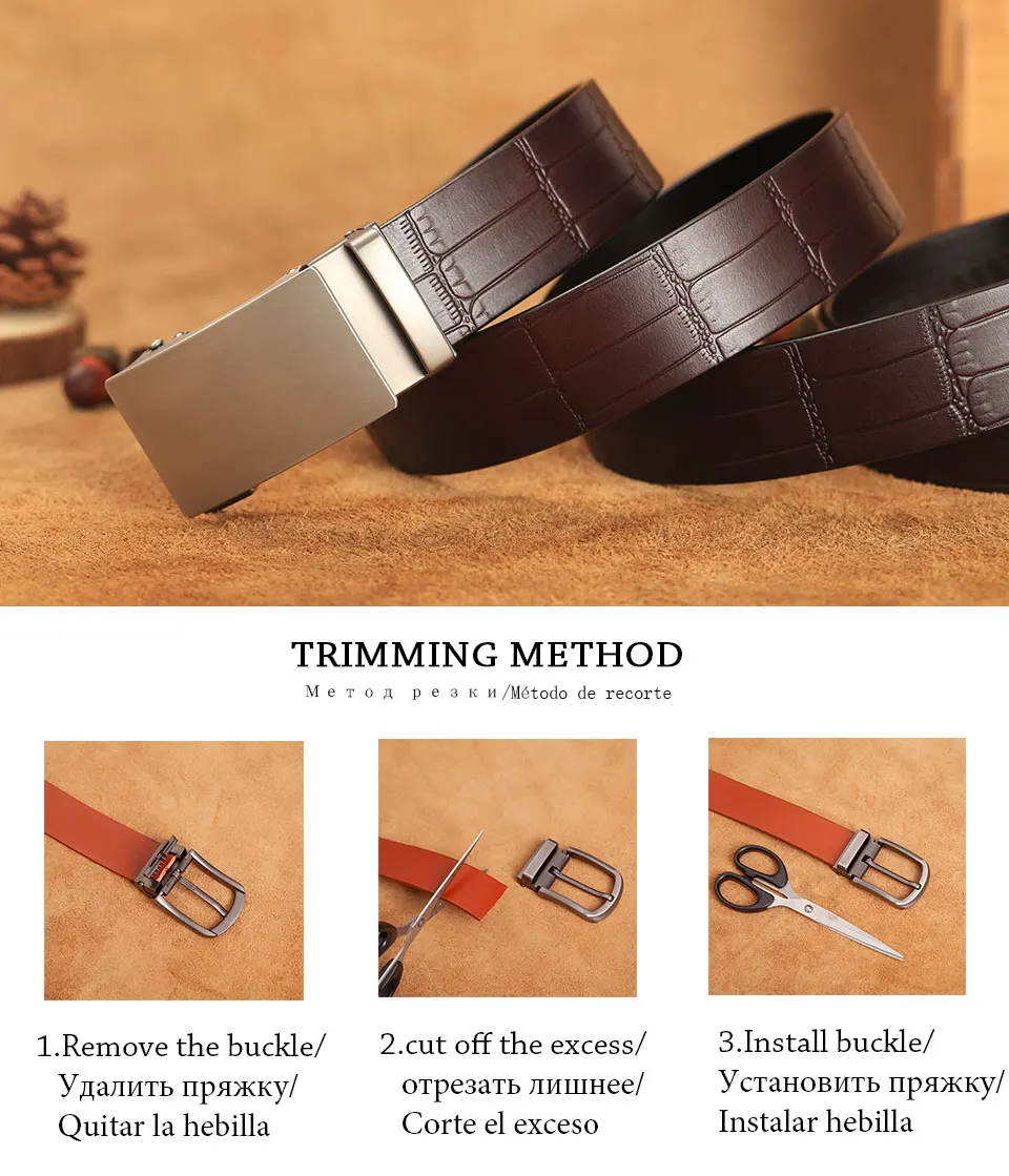 Men Belts Genuine Leather Business Fashion Designer Belt Bamboo Pattern Waistband High Quality Automatic Buckle Belts for Men