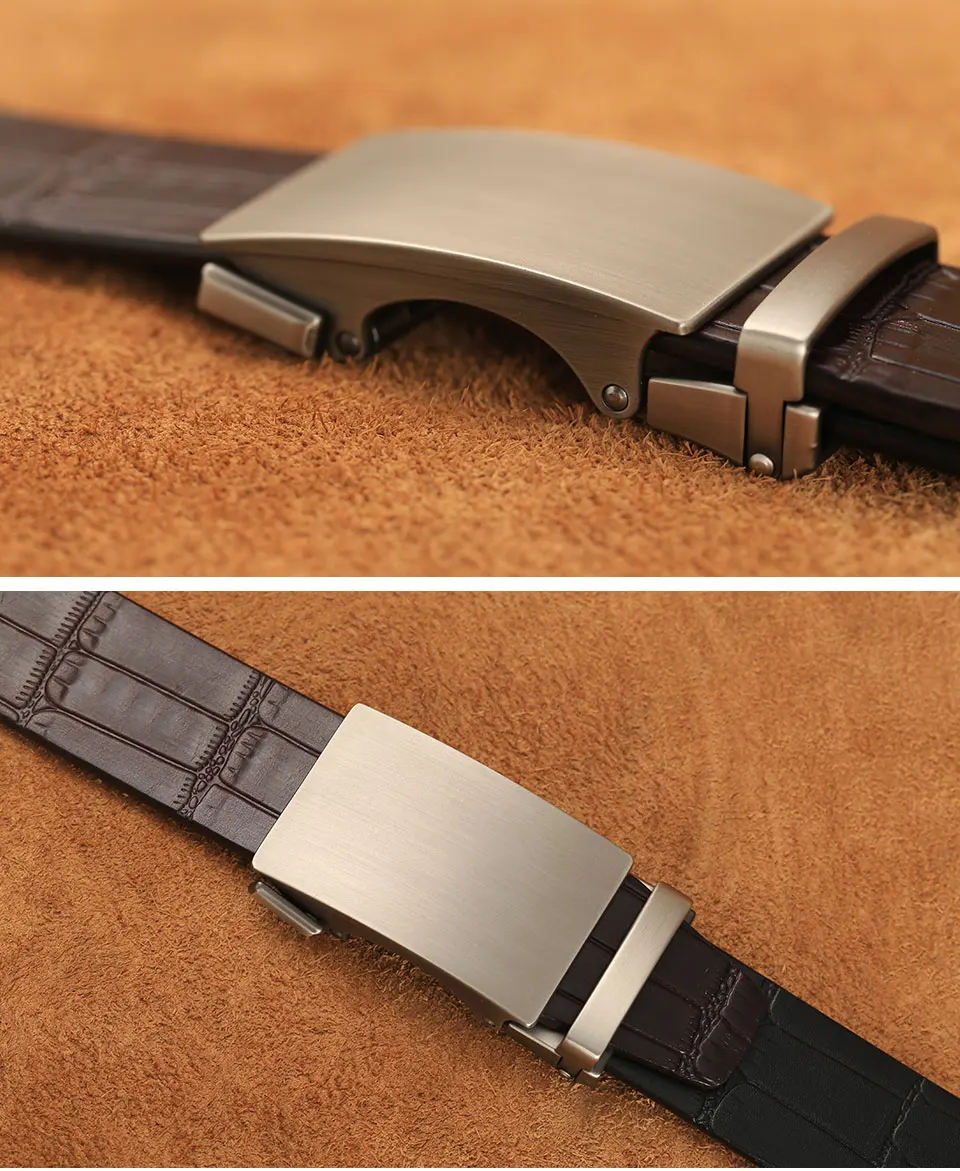 Men Belts Genuine Leather Business Fashion Designer Belt Bamboo Pattern Waistband High Quality Automatic Buckle Belts for Men