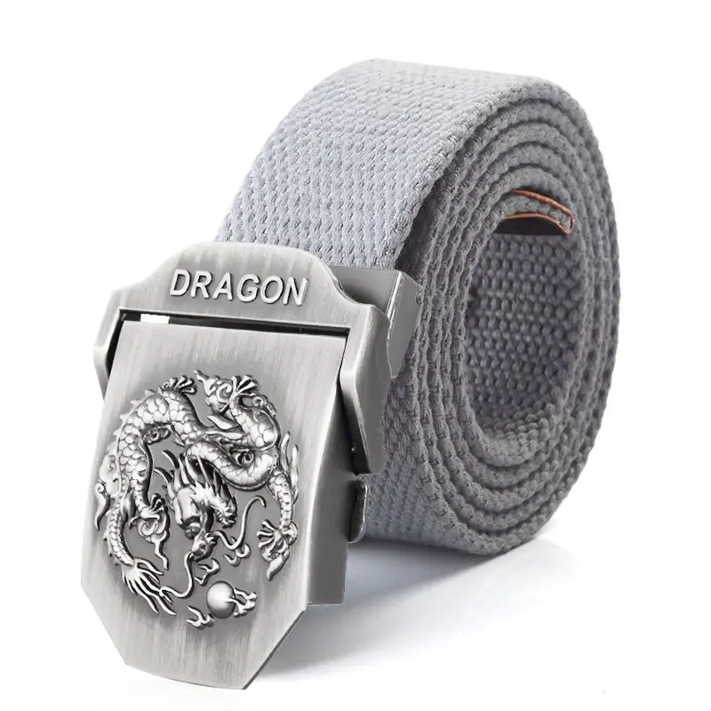 SupSindy Men Canvas Belt Luxury Dragon Metal Buckle Army Military Tactical Belts for Men Jeans Waistband Soldier Male Strap