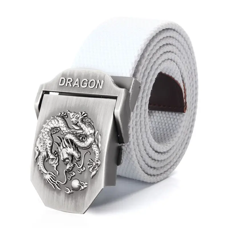 SupSindy Men Canvas Belt Luxury Dragon Metal Buckle Army Military Tactical Belts for Men Jeans Waistband Soldier Male Strap