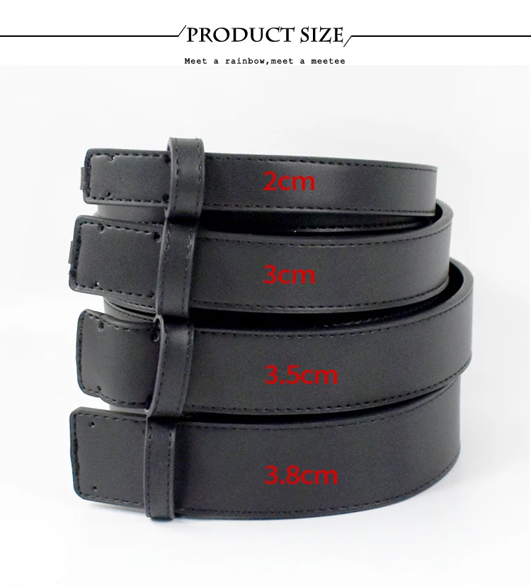 20-38mm Black Cowskin Belt Men No Buckle Belts Strip High Quality Business Waitband Pants Waist Strap Leather Craft Accessories