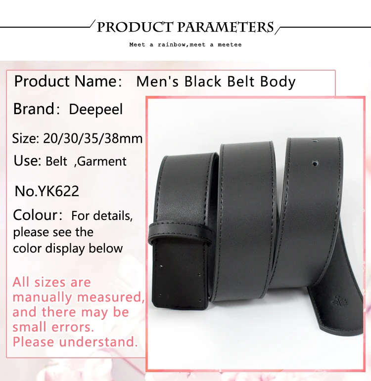 20-38mm Black Cowskin Belt Men No Buckle Belts Strip High Quality Business Waitband Pants Waist Strap Leather Craft Accessories