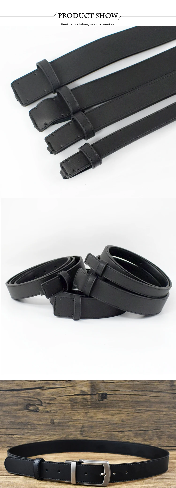 20-38mm Black Cowskin Belt Men No Buckle Belts Strip High Quality Business Waitband Pants Waist Strap Leather Craft Accessories
