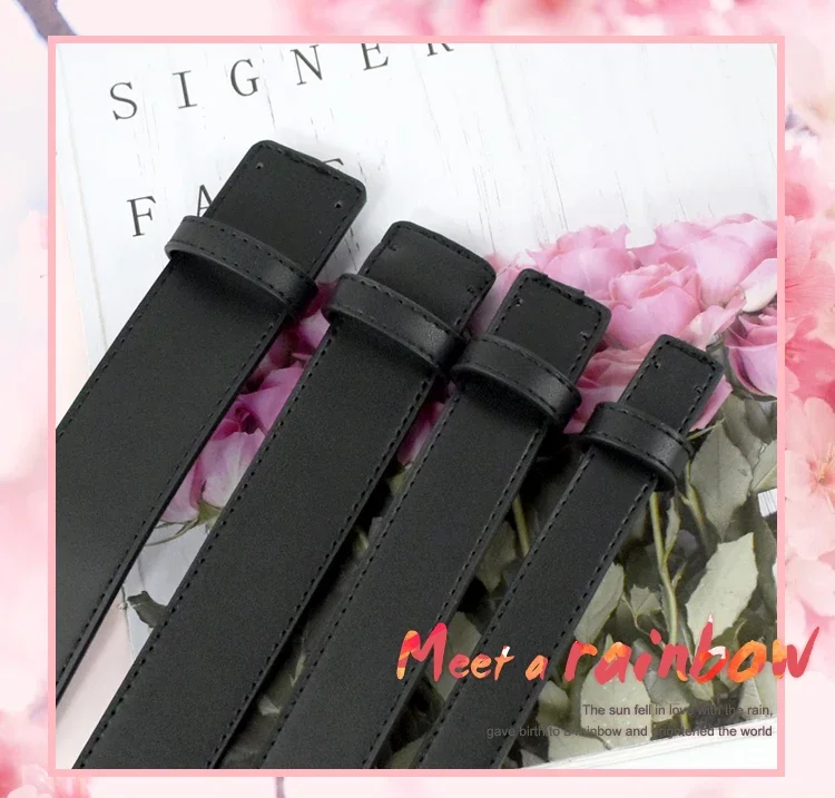 20-38mm Black Cowskin Belt Men No Buckle Belts Strip High Quality Business Waitband Pants Waist Strap Leather Craft Accessories