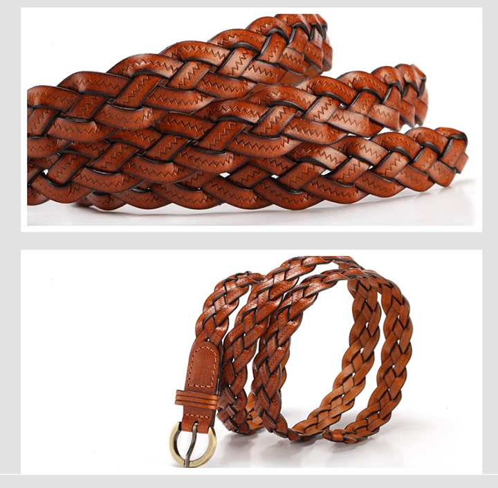 Maikun Fashion Ladies Woven Candy Belt Alloy Pin Buckle Women's Thin Belt
