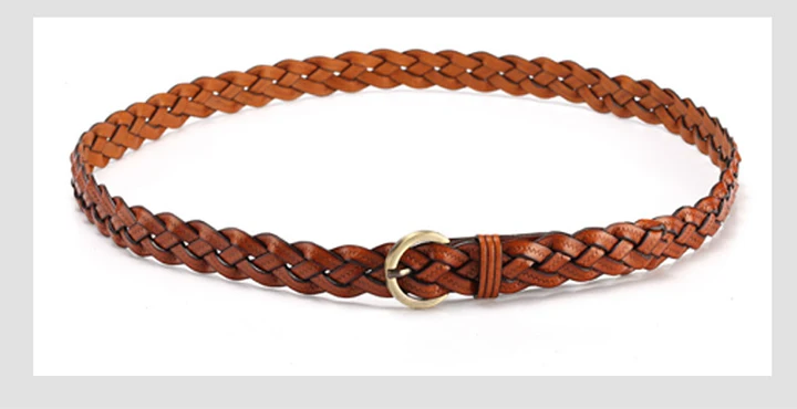 Maikun Fashion Ladies Woven Candy Belt Alloy Pin Buckle Women's Thin Belt