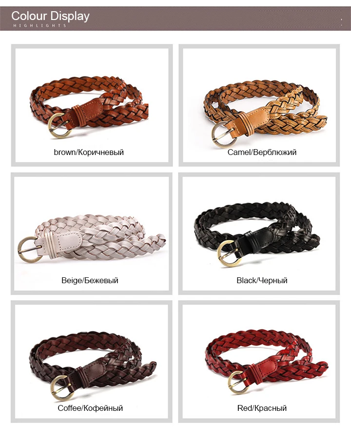 Maikun Fashion Ladies Woven Candy Belt Alloy Pin Buckle Women's Thin Belt
