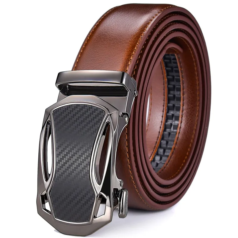 Men's Belt, Ratchet Belt Leather Dress 3.5cm Wide High-quality Sliding Belt Easy to Adjust Automatic Buckle