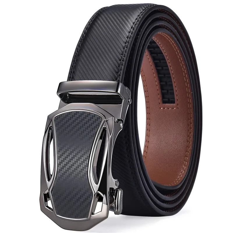 Men's Belt, Ratchet Belt Leather Dress 3.5cm Wide High-quality Sliding Belt Easy to Adjust Automatic Buckle