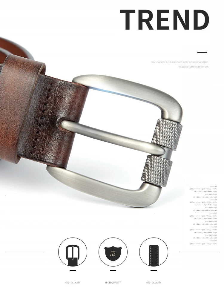 MEDYLA Fashion Men's Belt Top Natural Genuine Leather Sturdy Buckle Men Vintage Belt Suitable for Jeans Casual Pants Cummerbund