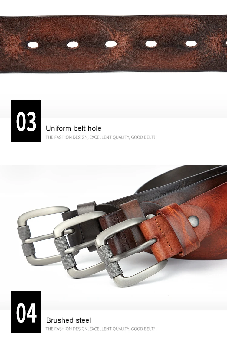 MEDYLA Fashion Men's Belt Top Natural Genuine Leather Sturdy Buckle Men Vintage Belt Suitable for Jeans Casual Pants Cummerbund