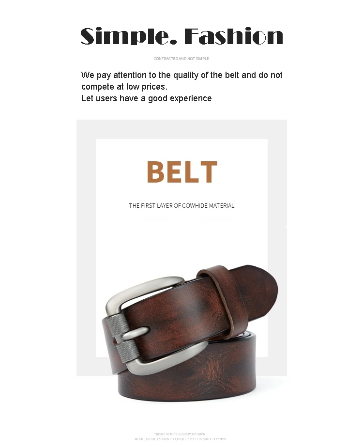 MEDYLA Fashion Men's Belt Top Natural Genuine Leather Sturdy Buckle Men Vintage Belt Suitable for Jeans Casual Pants Cummerbund