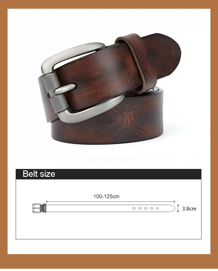 MEDYLA Fashion Men's Belt Top Natural Genuine Leather Sturdy Buckle Men Vintage Belt Suitable for Jeans Casual Pants Cummerbund
