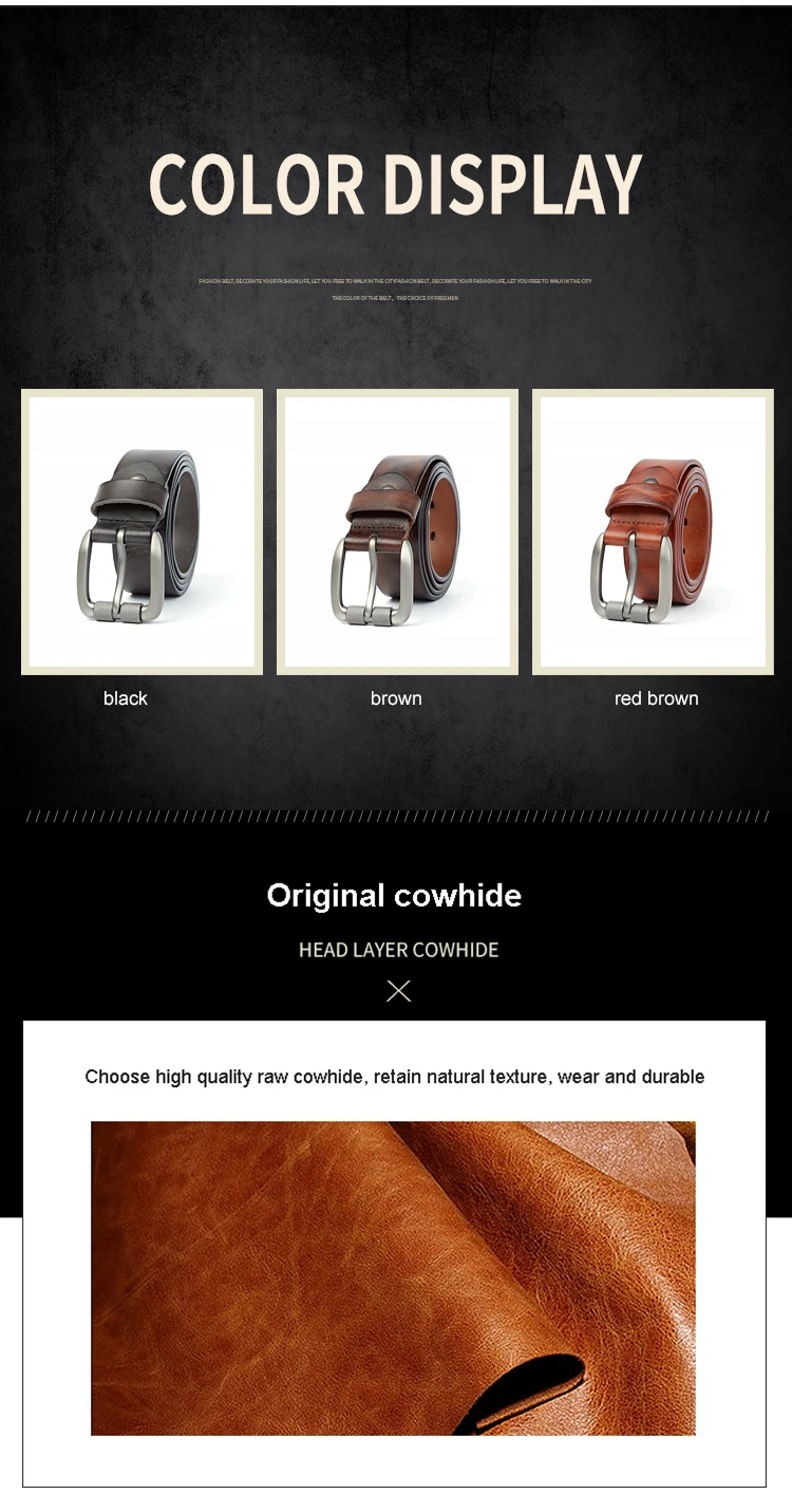 MEDYLA Fashion Men's Belt Top Natural Genuine Leather Sturdy Buckle Men Vintage Belt Suitable for Jeans Casual Pants Cummerbund