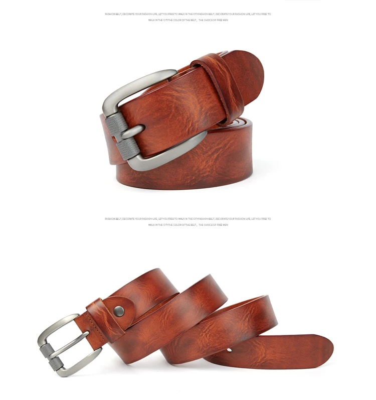 MEDYLA Fashion Men's Belt Top Natural Genuine Leather Sturdy Buckle Men Vintage Belt Suitable for Jeans Casual Pants Cummerbund