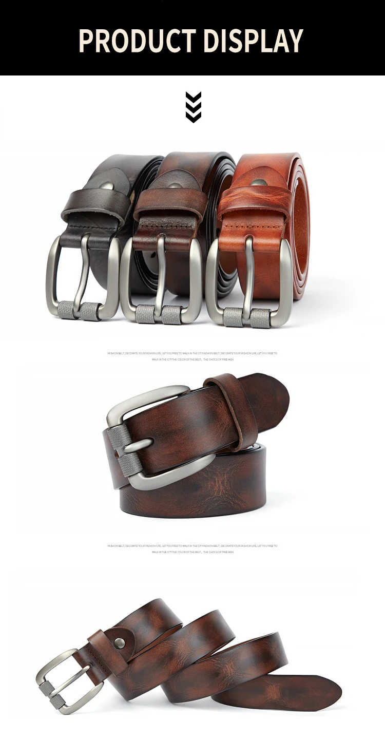 MEDYLA Fashion Men's Belt Top Natural Genuine Leather Sturdy Buckle Men Vintage Belt Suitable for Jeans Casual Pants Cummerbund